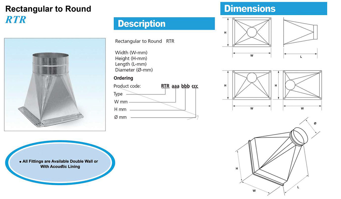 Rectangular to round (RTR)